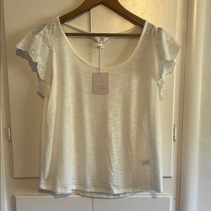 LC Lauren Conrad Cream Eyelet Sleeve Blouse